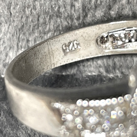 Round Purple stone with pillows of simulated diamonds .925 Sterling silver - Picture 13 of 14